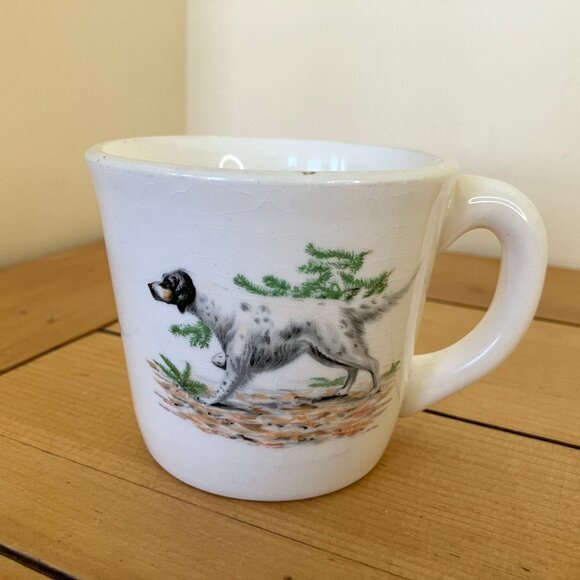 Hunting Retriever Dog Coffee Mugs Set of 2 Vintage Made in USA 8 oz Ceramic - Picture 2 of 9